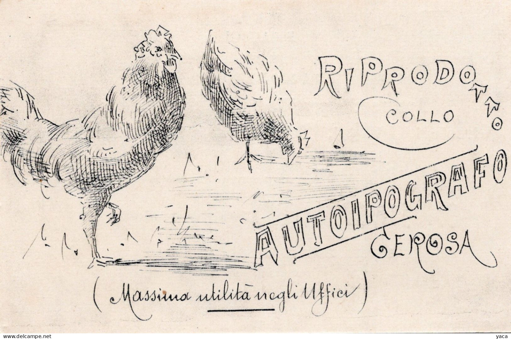 Publicité Photographe Ditta F Gerosa Milan - Illustrateur " Coq Et Poule " Apparecchi Per Riprodure Da Sè Stessi - Matériel & Accessoires