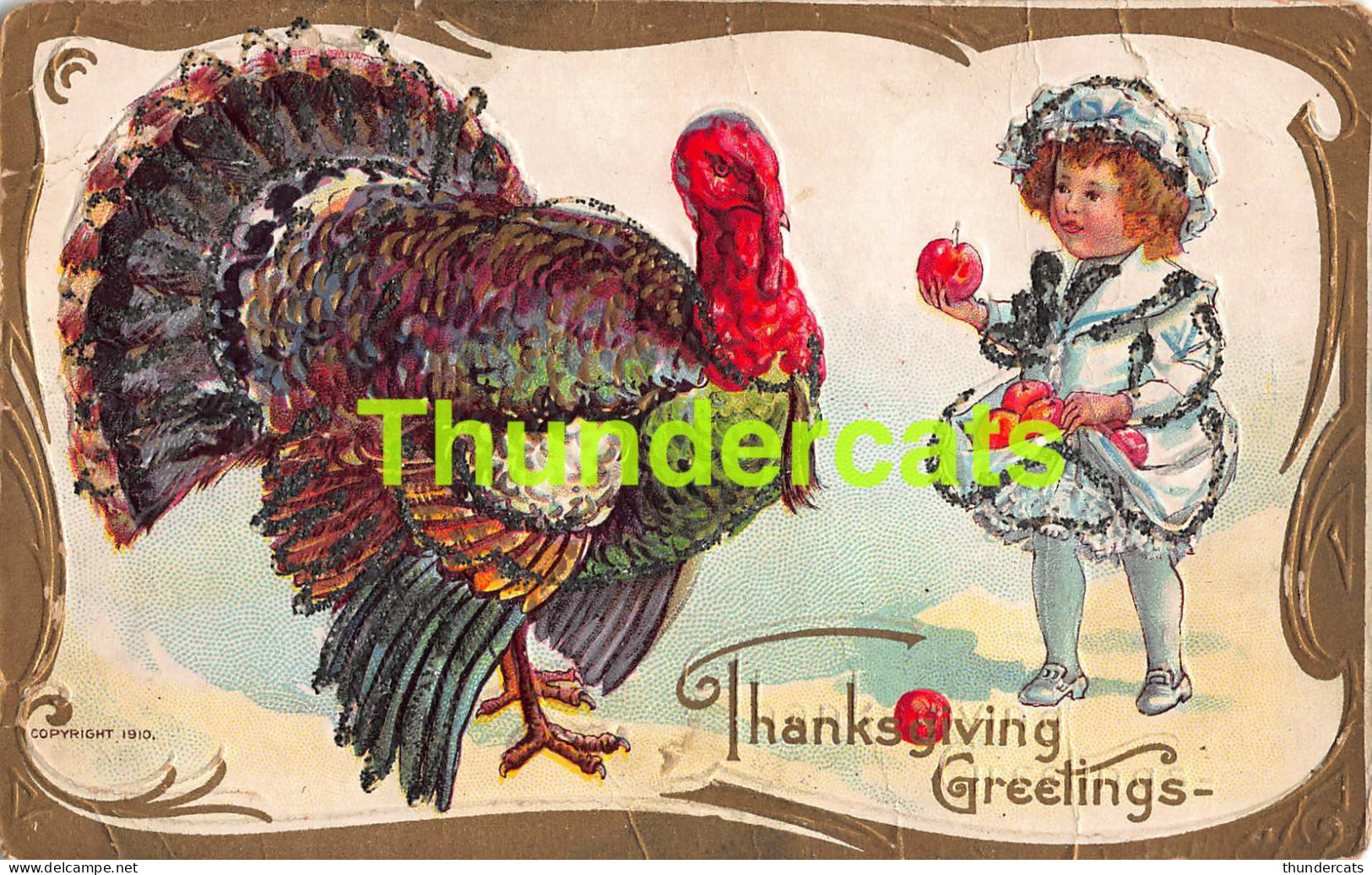 CPA EN RELIEF GAUFREE THANKSGIVING EMBOSSED CARD GIRL CHILD ( PLIS ! - CREASES !! ) - Giorno Del Ringraziamento