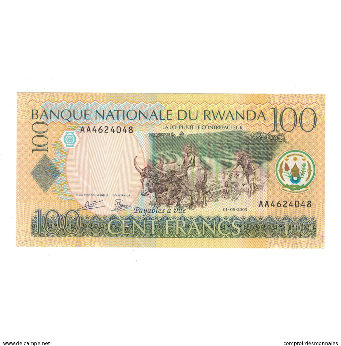 Billet, Rwanda, 100 Francs, 2003, 2003-05-01, KM:29a, NEUF - Ruanda