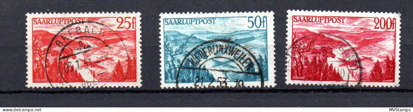 Saar/Germany 1948 Old Set Airmail Stamps (Michel 252/54) Nice Used - Luchtpost