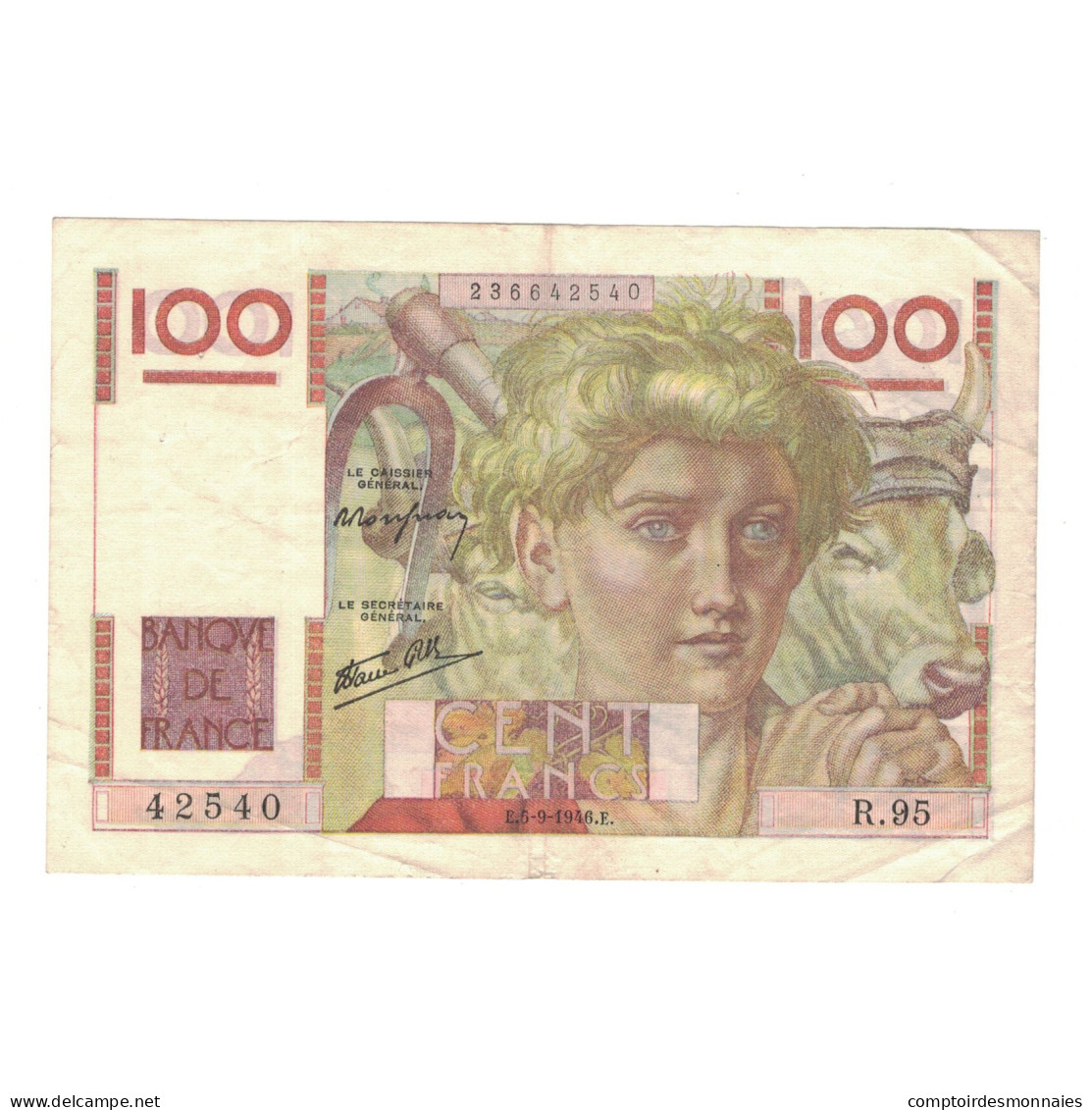 France, 100 Francs, Jeune Paysan, 1946, R.95, TTB, Fayette:28.8, KM:128a - 100 F 1945-1954 ''Jeune Paysan''