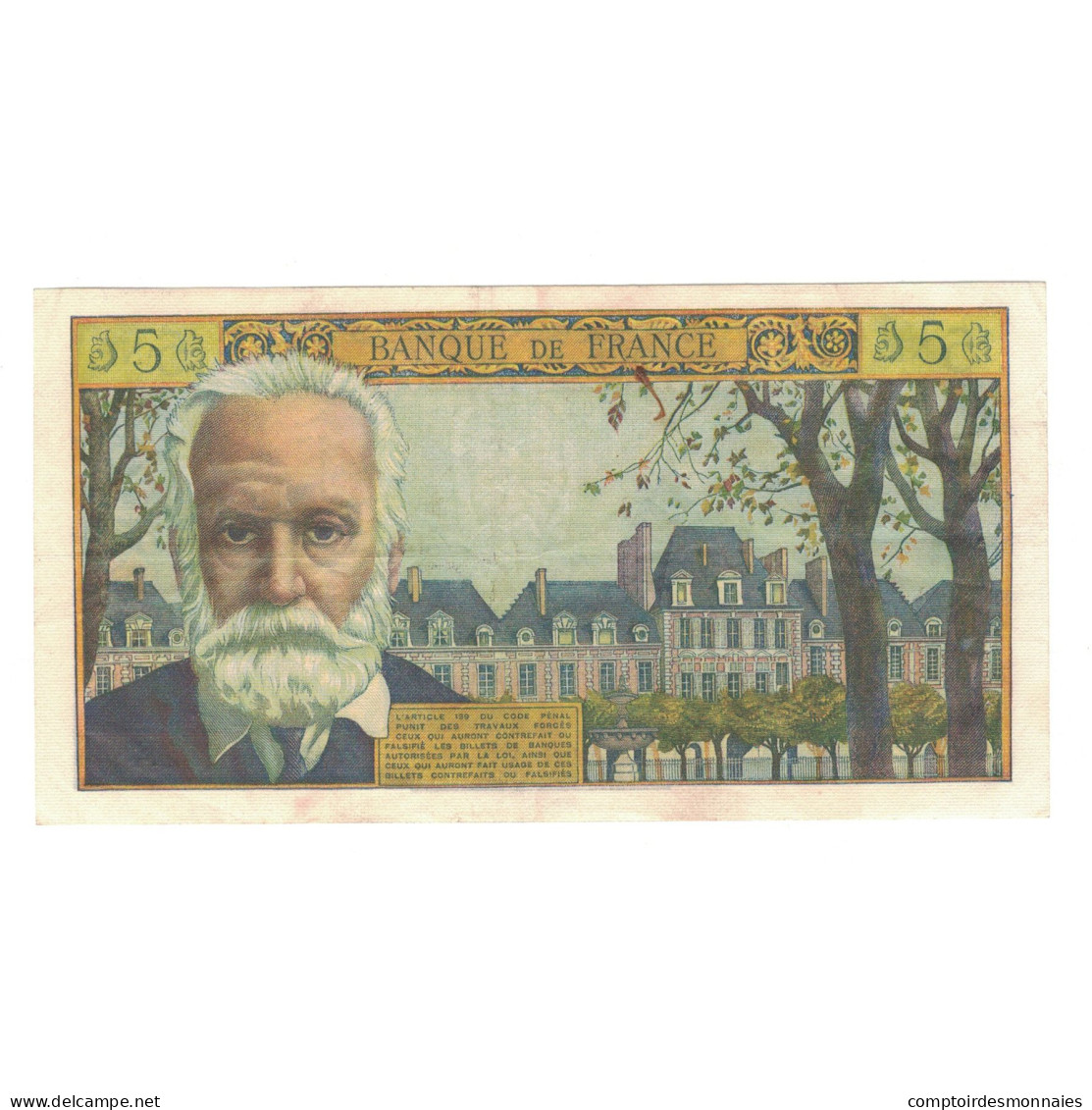 France, 5 Nouveaux Francs, Victor Hugo, 1959, L.4, TTB, Fayette:56.1, KM:141a - 5 NF 1959-1965 ''Victor Hugo''