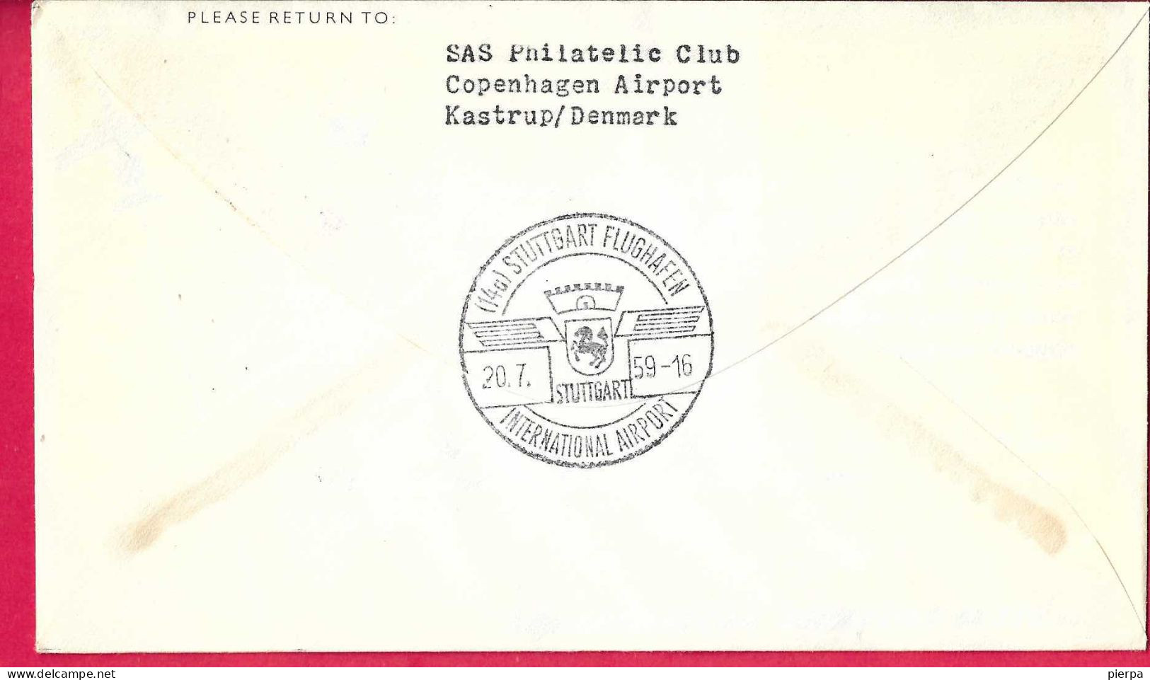 DANMARK - FIRST CARAVELLE FLIGHT - SAS - FROM KOBENHAVN TO STUTTGART*20.7.59* ON OFFICIAL COVER - Poste Aérienne