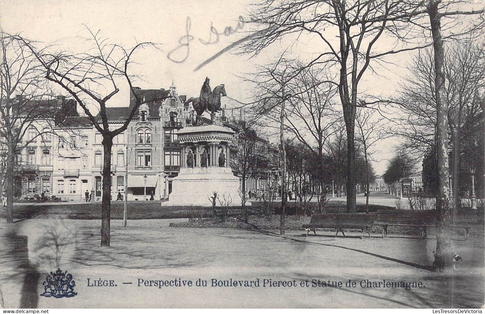 BELGIQUE - Liège - Perspective Du Boulevard Piercot Et Statue De Charlemagne - Carte Postale Ancienne - Sonstige & Ohne Zuordnung