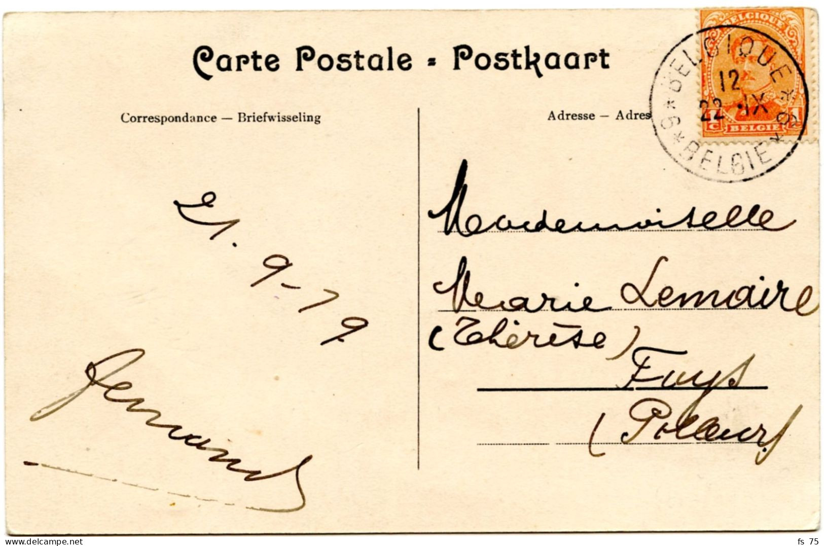 BELGIQUE - COB 135 SIMPLE CERCLE BILINGUE 6 * BELGIQUE * 6 SUR CARTE POSTALE DE GILEPPE, 1919 - Brieven En Documenten