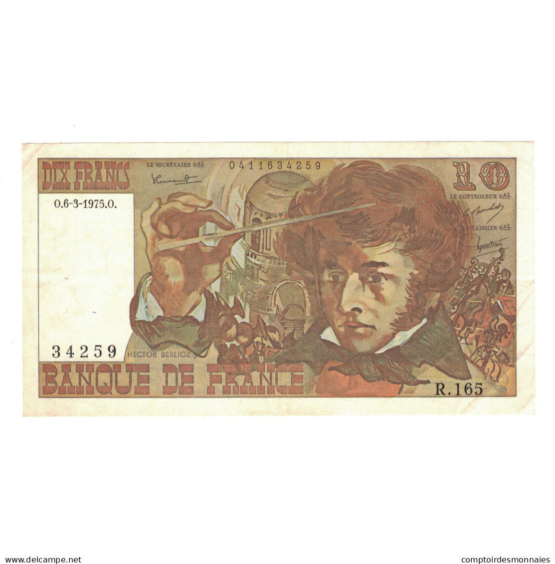 France, 10 Francs, Berlioz, 1975, R.165, TTB, Fayette:63.9, KM:150b - 10 F 1972-1978 ''Berlioz''