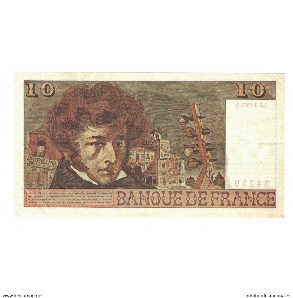 France, 10 Francs, Berlioz, 1975, R.165, TTB, Fayette:63.9, KM:150b - 10 F 1972-1978 ''Berlioz''