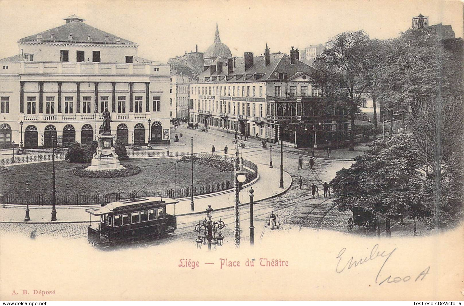 BELGIQUE - Liège - Place Du Théâtre - Tramway - Carte Postale Ancienne - Sonstige & Ohne Zuordnung