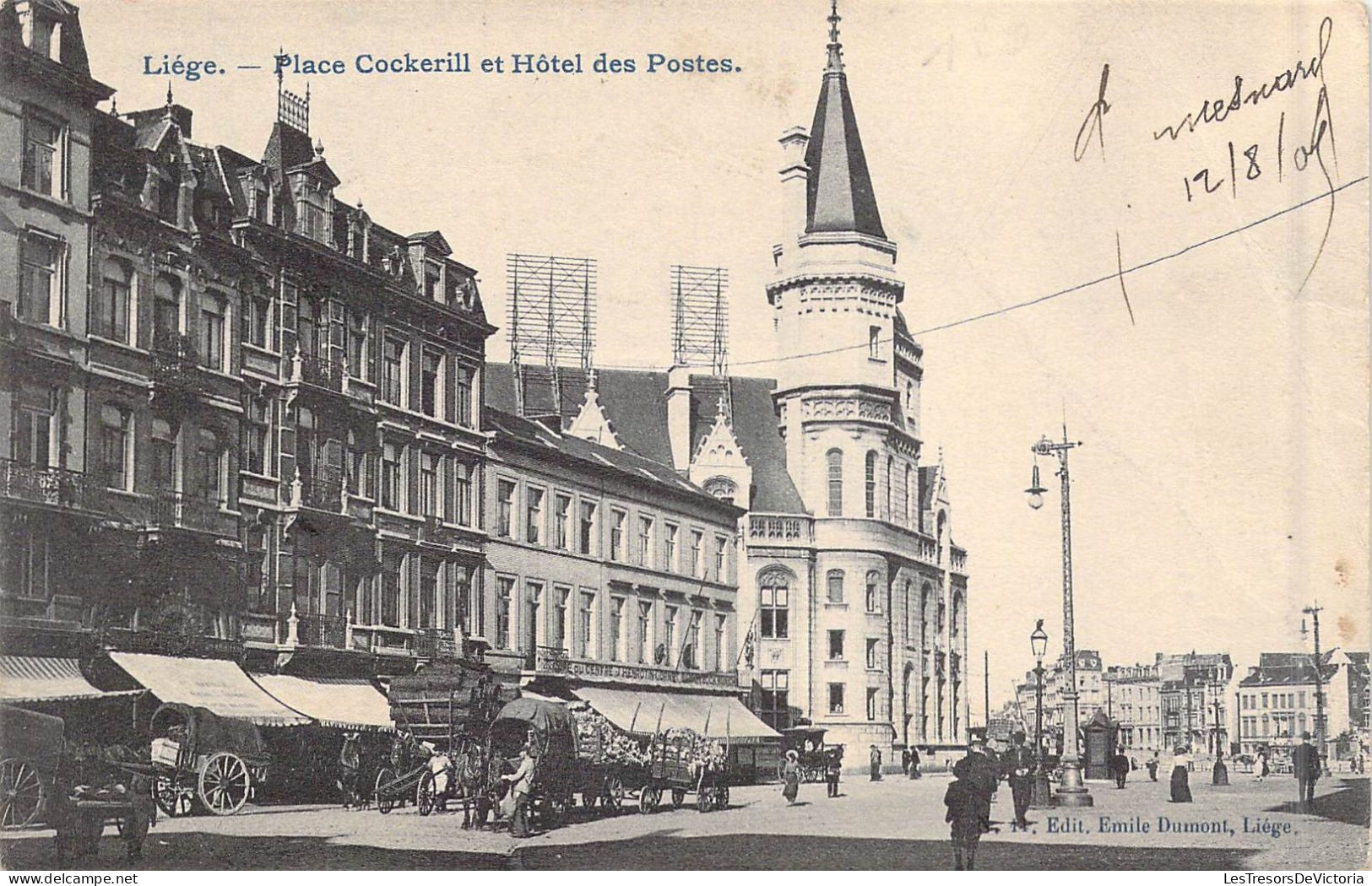 BELGIQUE - Liège - Place Cockerill Et Hôtel Des Postes - Carte Postale Ancienne - Andere & Zonder Classificatie