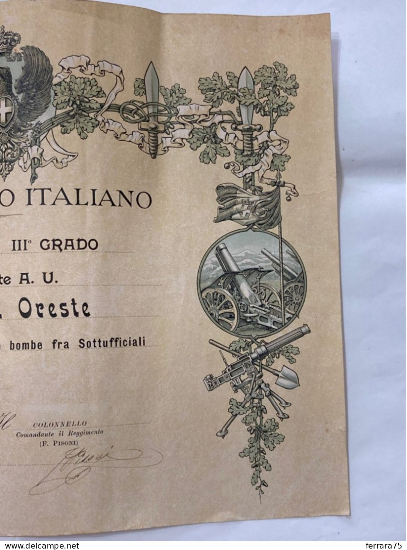 DIPLOMA III°GRADO REI REGGIMENTO ALPINI SERGENTE GARA DI LANCIO BOMBE 1928. - Documents