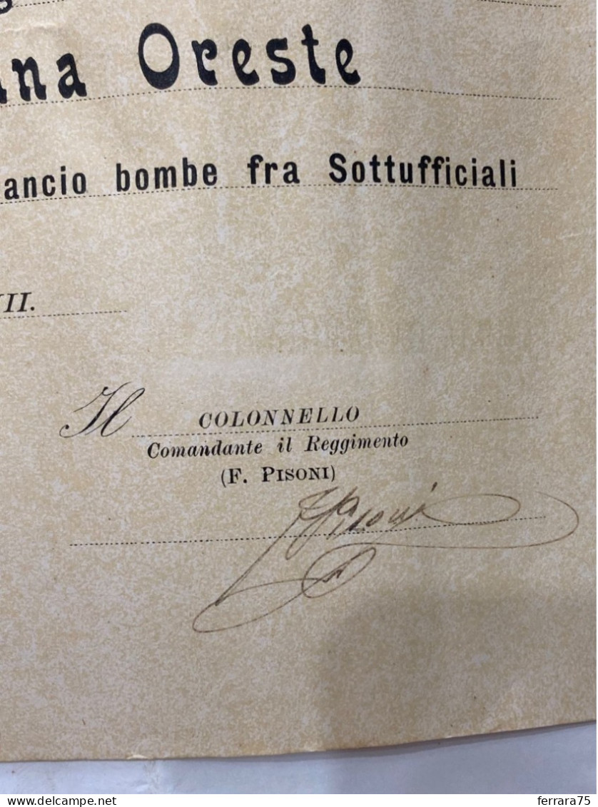 DIPLOMA III°GRADO REI REGGIMENTO ALPINI SERGENTE GARA DI LANCIO BOMBE 1928.