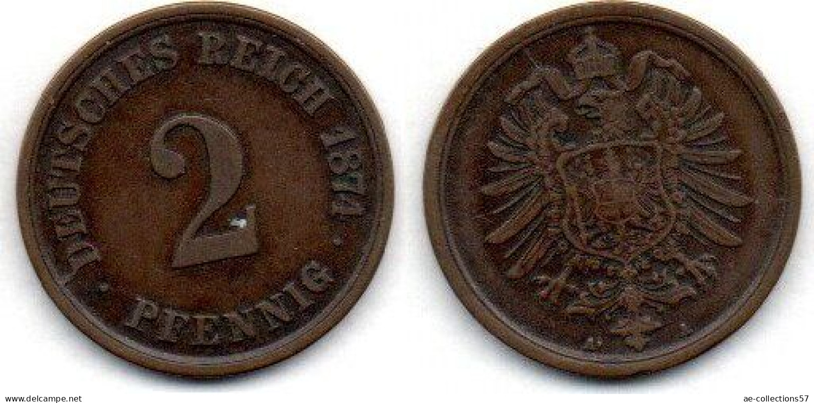 MA 21750 /   Allemagne - Deutschland - Germany 2 Pfennig 1874 A TTB - 2 Pfennig