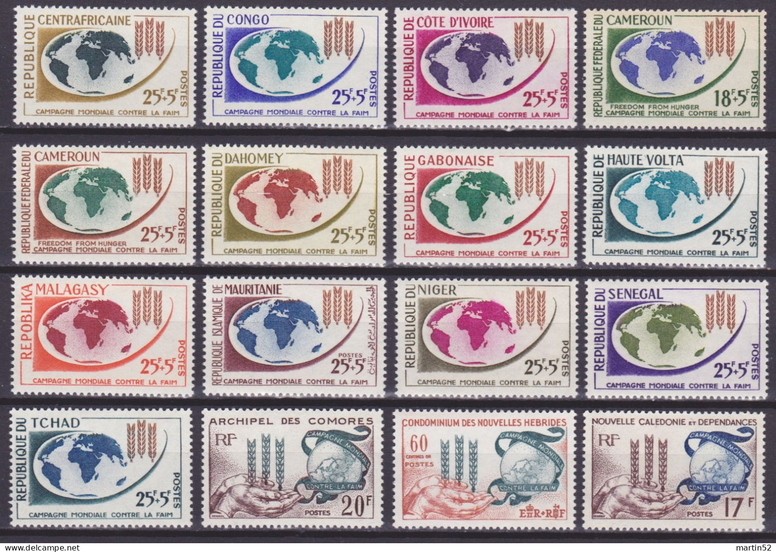 Territoires Françaises 1963: CAMPAGNE MONDIALE CONTRE LA FAIM (jeu Complèt / Complete Set) ** MNH - Contro La Fame