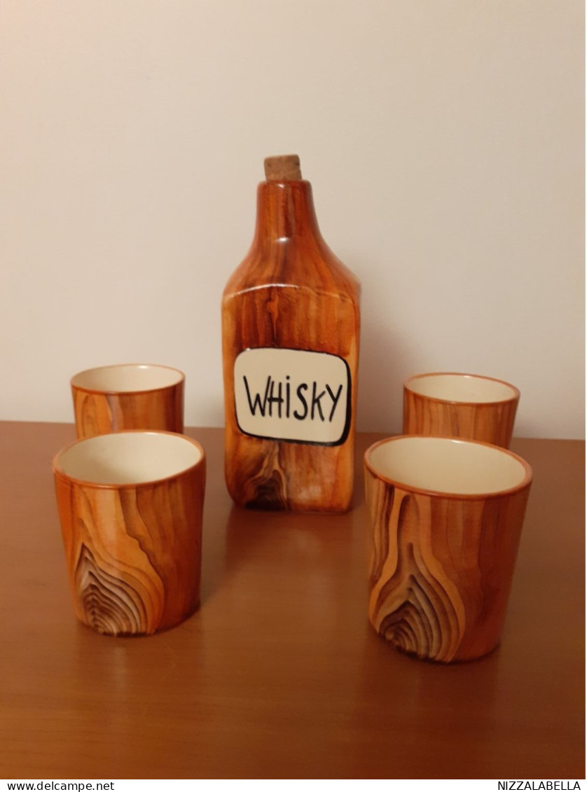 FAÏENCE DE DESVRES René Delarue Service Whisky  Décor Faux Bois.. - Whisky