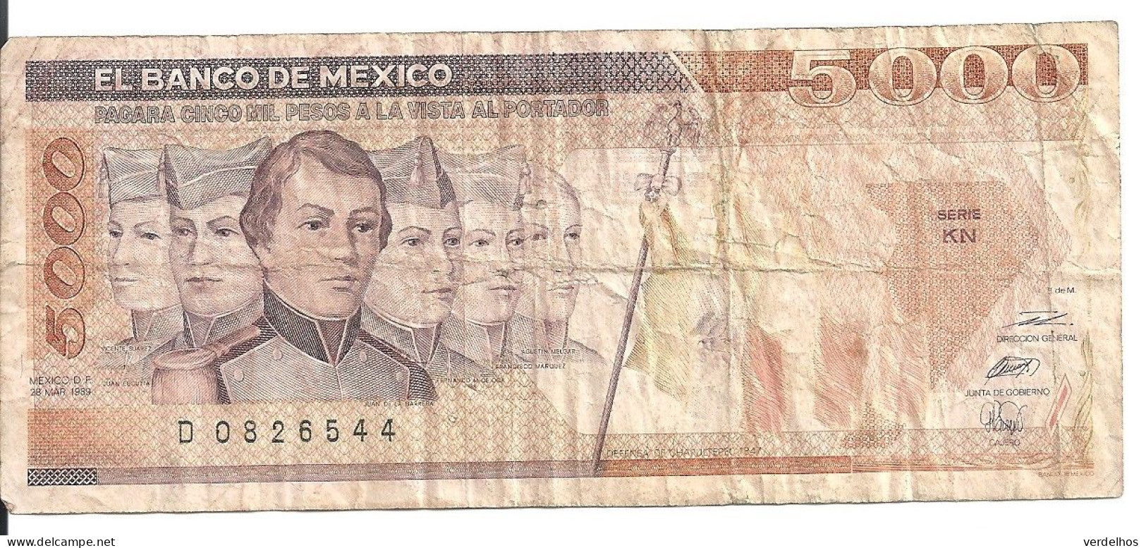 MEXIQUE 5000 PESOS 1989 VF P 88 C - Mexico