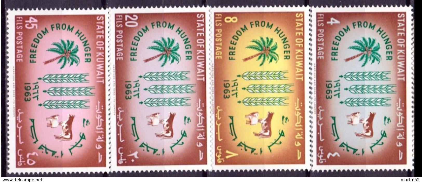 KUWAIT 1963: FREEDOM FROM HUNGER Michel-N° 183-186 ** MNH - Tegen De Honger