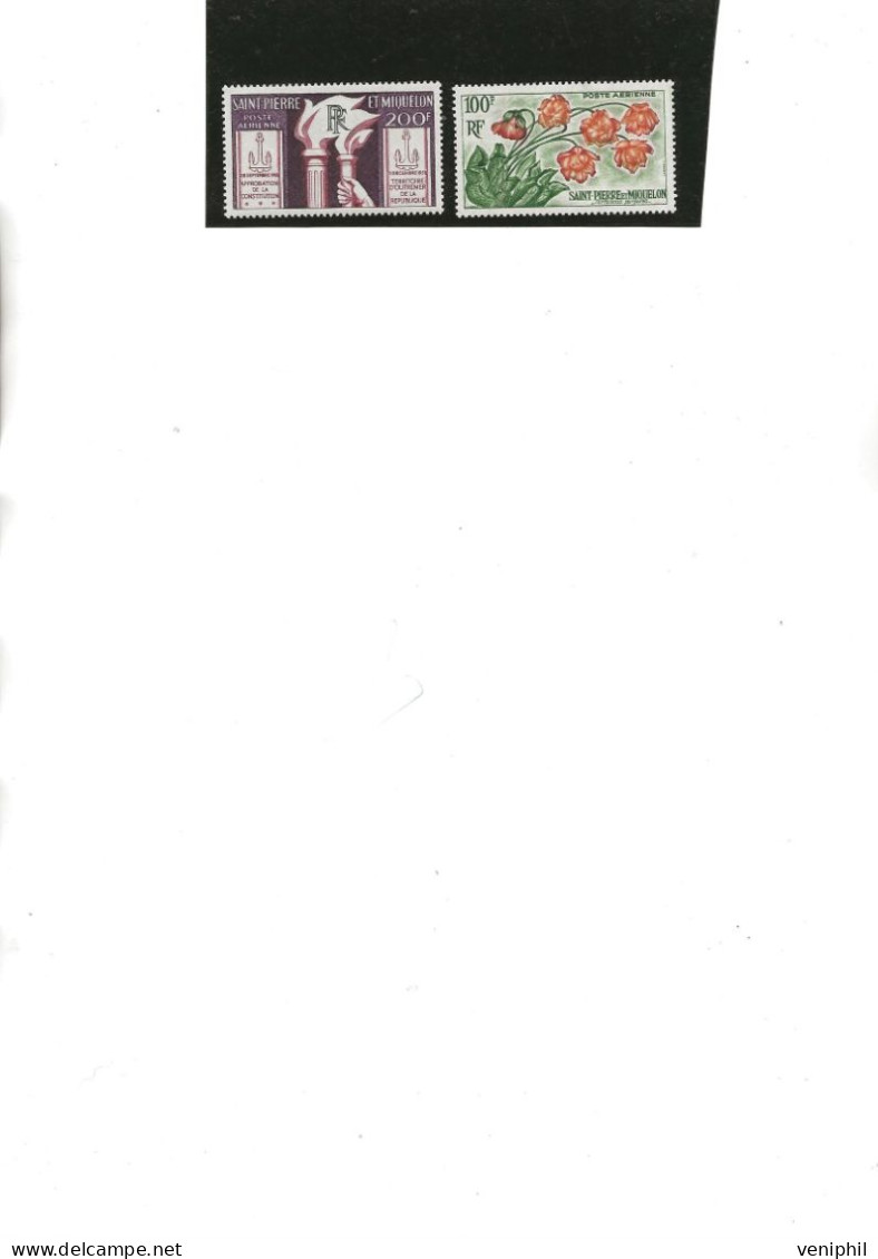 ST PIERRE ET MIQUELON - POSTE AERIENNE N° 26 ET 27 NEUF TRES INFIME CHARNIERE - COTE ; 33 € - Unused Stamps