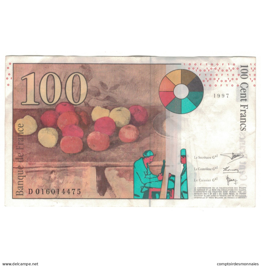 France, 100 Francs, Cézanne, 1997, D016014475, TB+, Fayette:F74.01, KM:158a - 100 F 1997-1998 ''Cézanne''