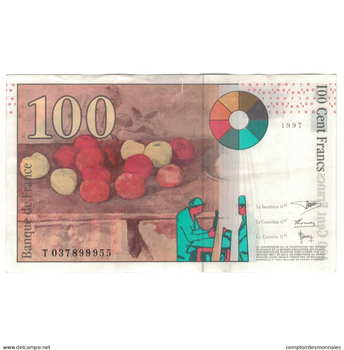 France, 100 Francs, Cézanne, 1997, T037899955, SUP, Fayette:F74.01, KM:158a - 100 F 1997-1998 ''Cézanne''