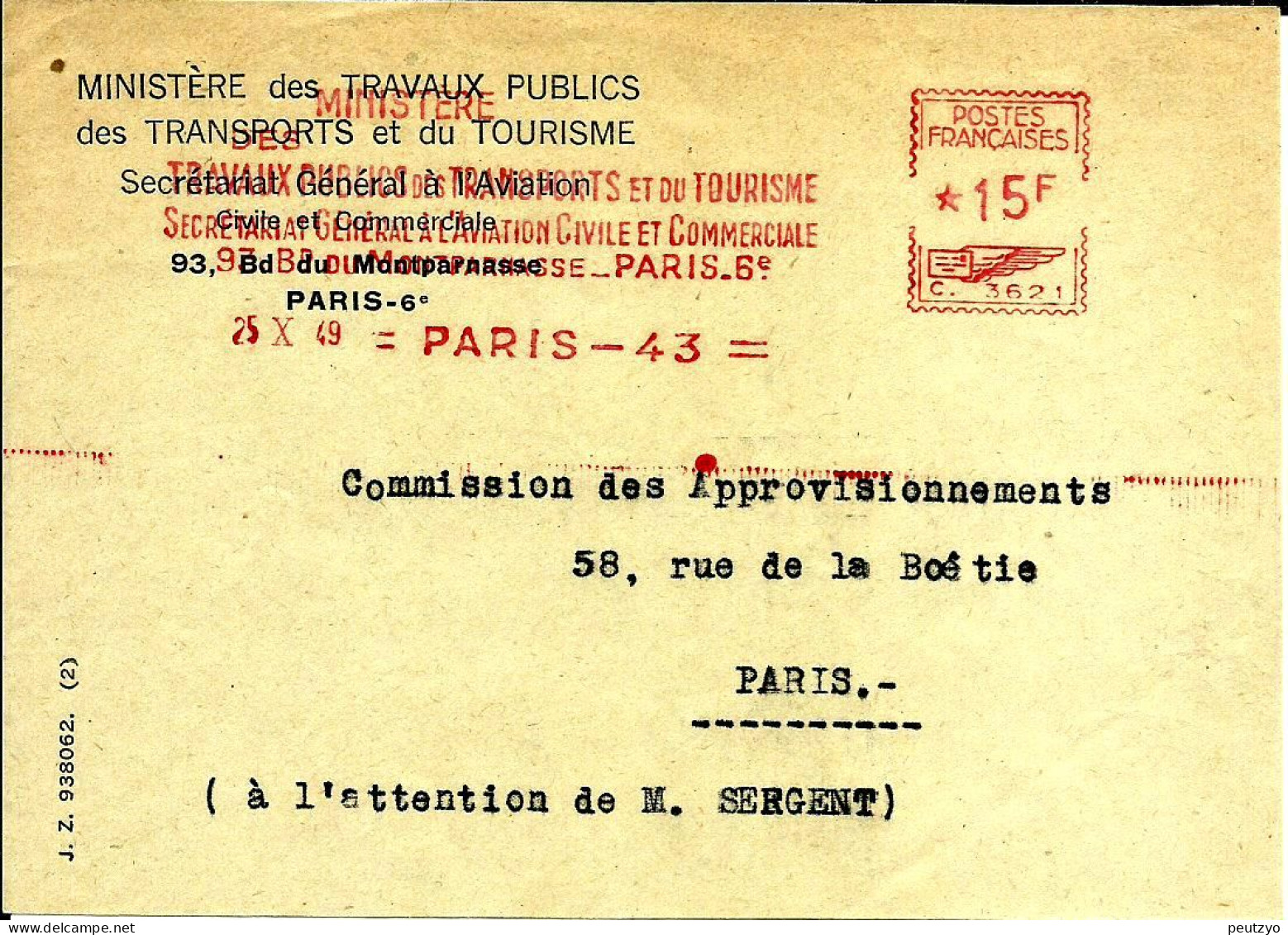 Lettre   EMA  Havas C 1949 Ministere Tp Transport Tourisme Aviation 75 Paris  C26/18 - Autres & Non Classés