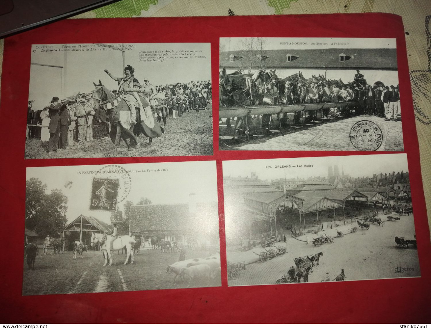 4 Carte Postale Chevaux Fêtes Jeanne D'arc Compiègne Pont A Mousson L'abreuvoir La Ferté Beauharnais Orléans Les Halles - Other & Unclassified