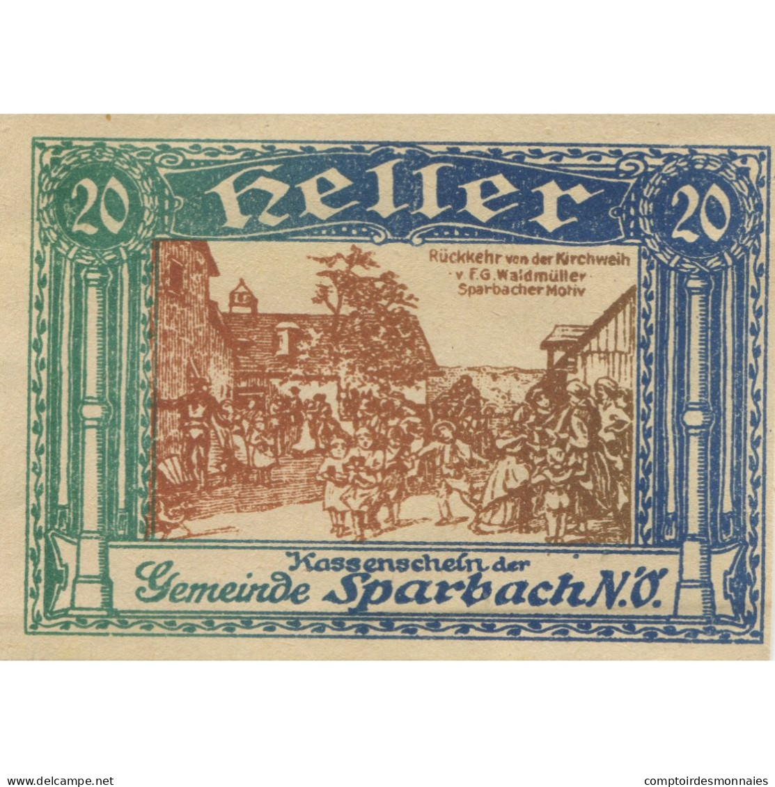 Billet, Autriche, Sparbach, 20 Heller, Village, 1920, SPL, Mehl:FS 1006a - Autriche