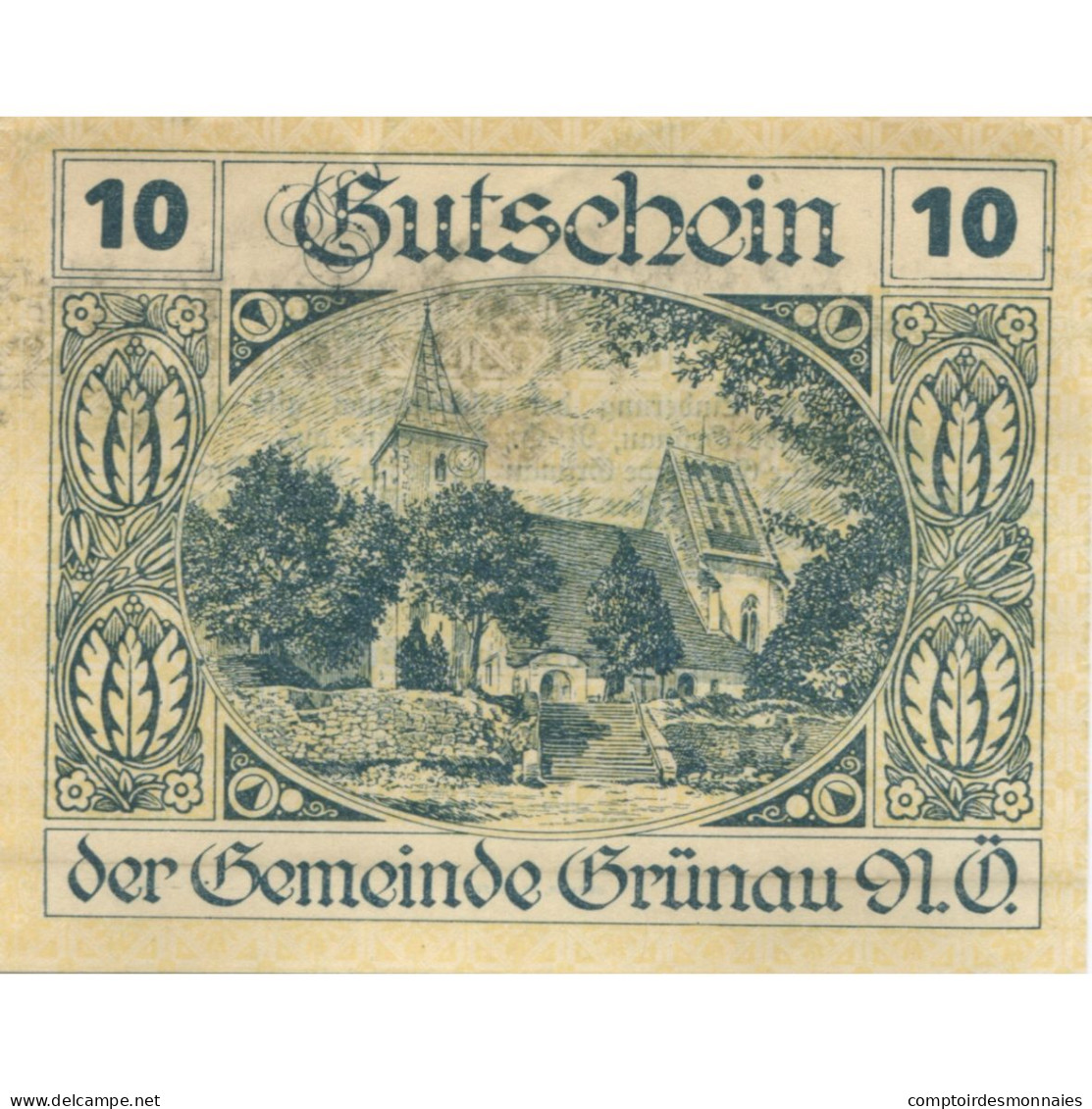 Billet, Autriche, Grünau, 10 Heller, Eglise, 1920, 1920-12-31, SPL, Mehl:FS 299 - Autriche