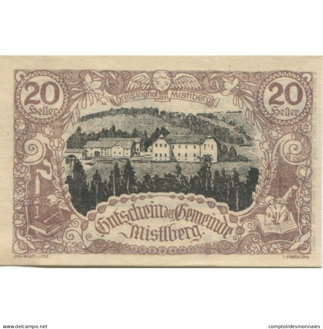 Billet, Autriche, Mistlberg, 20 Heller, Village 1921-01-31, SPL, Mehl:FS 40 - Autriche