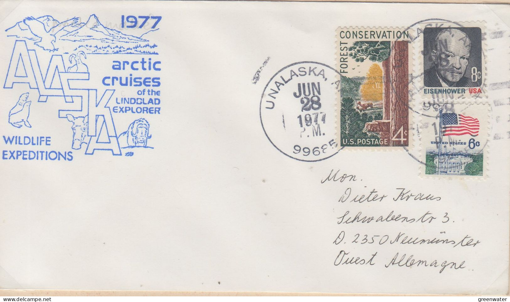 USA Alaska Arctic Cruises Lindblad Explorer Cover Ca Unalaska JUN 28 1977 (WW160) - Expediciones árticas