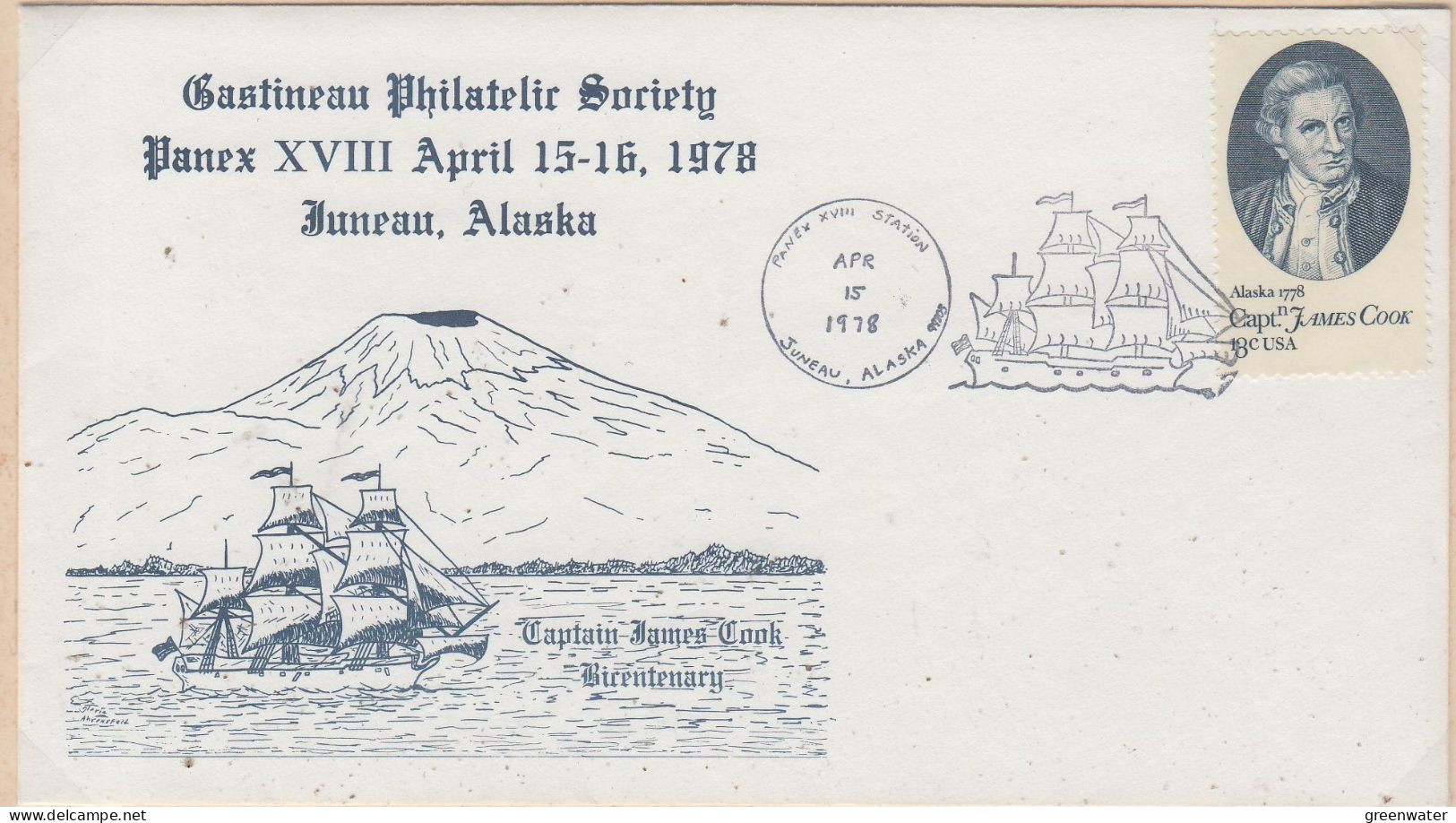 USA Alaska Cpt. James Cook Centenary Cover Ca Juneau APR 15 1978 (WW160A) - Arctic Expeditions