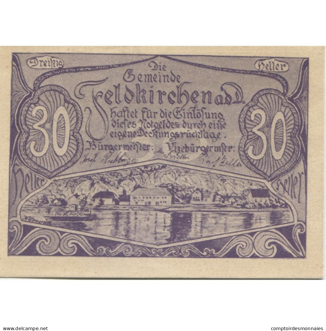 Billet, Autriche, Feldkirchen, 30 Heller, Village, 1920, SPL, Mehl:FS 197a - Autriche