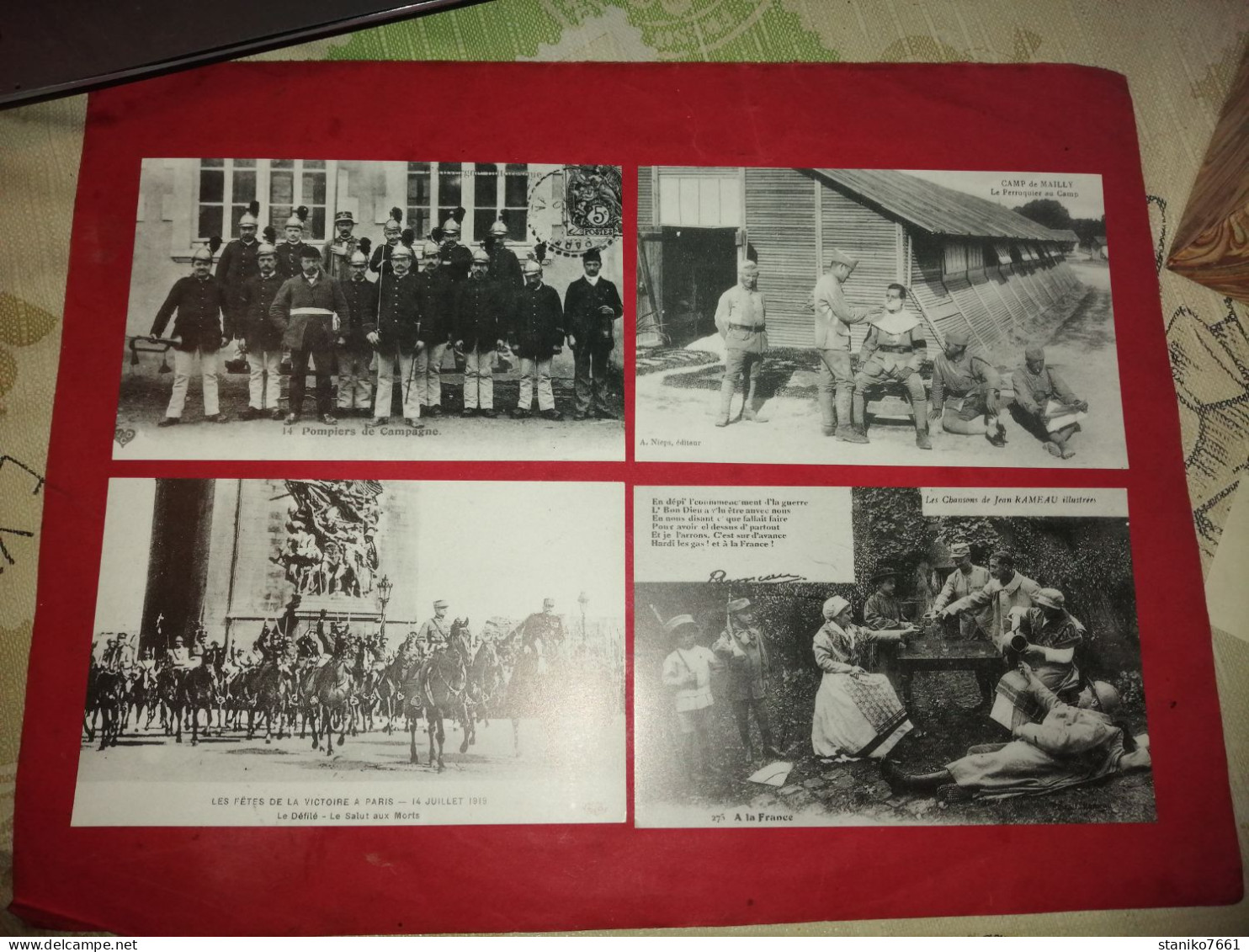 4 Carte Postale Pompiers De Campagne Camps De Mailly Fêtes De La Victoire Paris Chanson De Jean Rameau - Guerre 1914-18