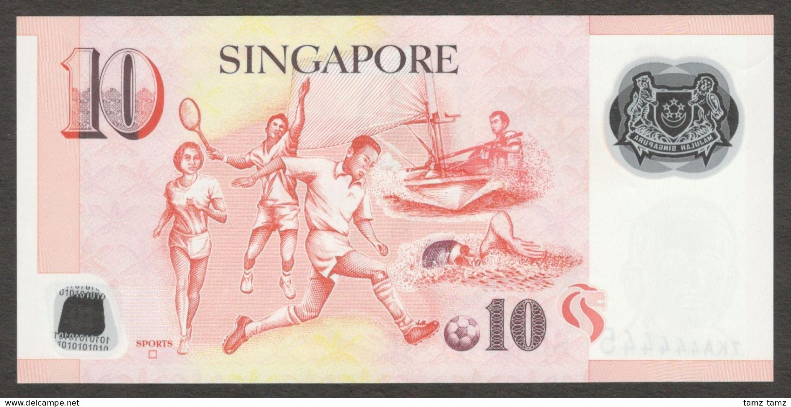 Singapore 10 Dollars Single Hollow Square 2022 Almost Solid 7KA 444445 - Singapour