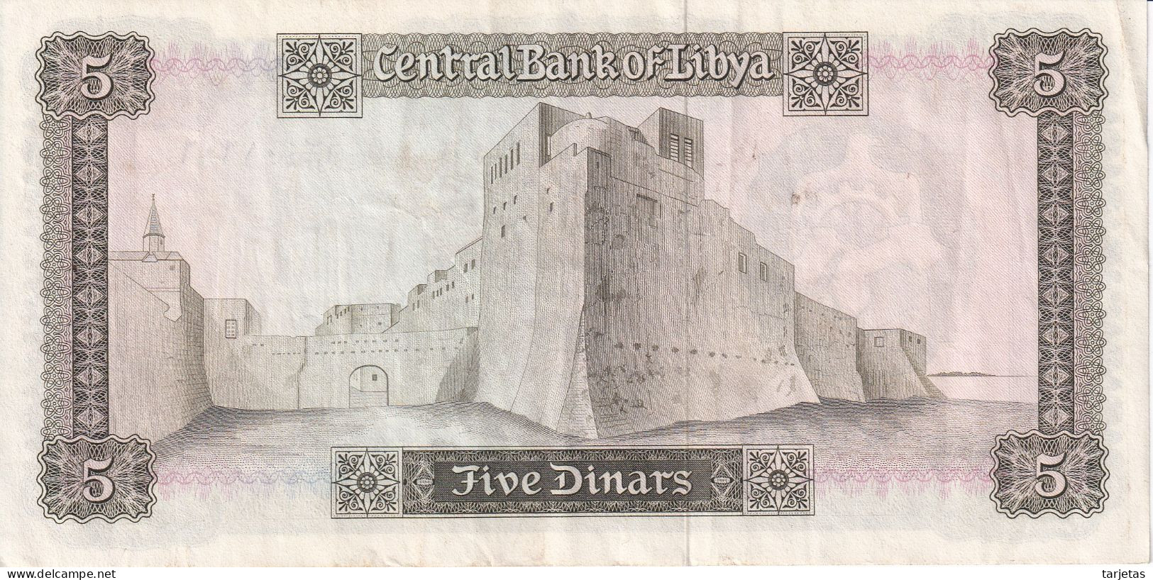 BILLETE DE LIBIA DE 5 DINARES DEL AÑO 1972 (BANKNOTE) - Libia