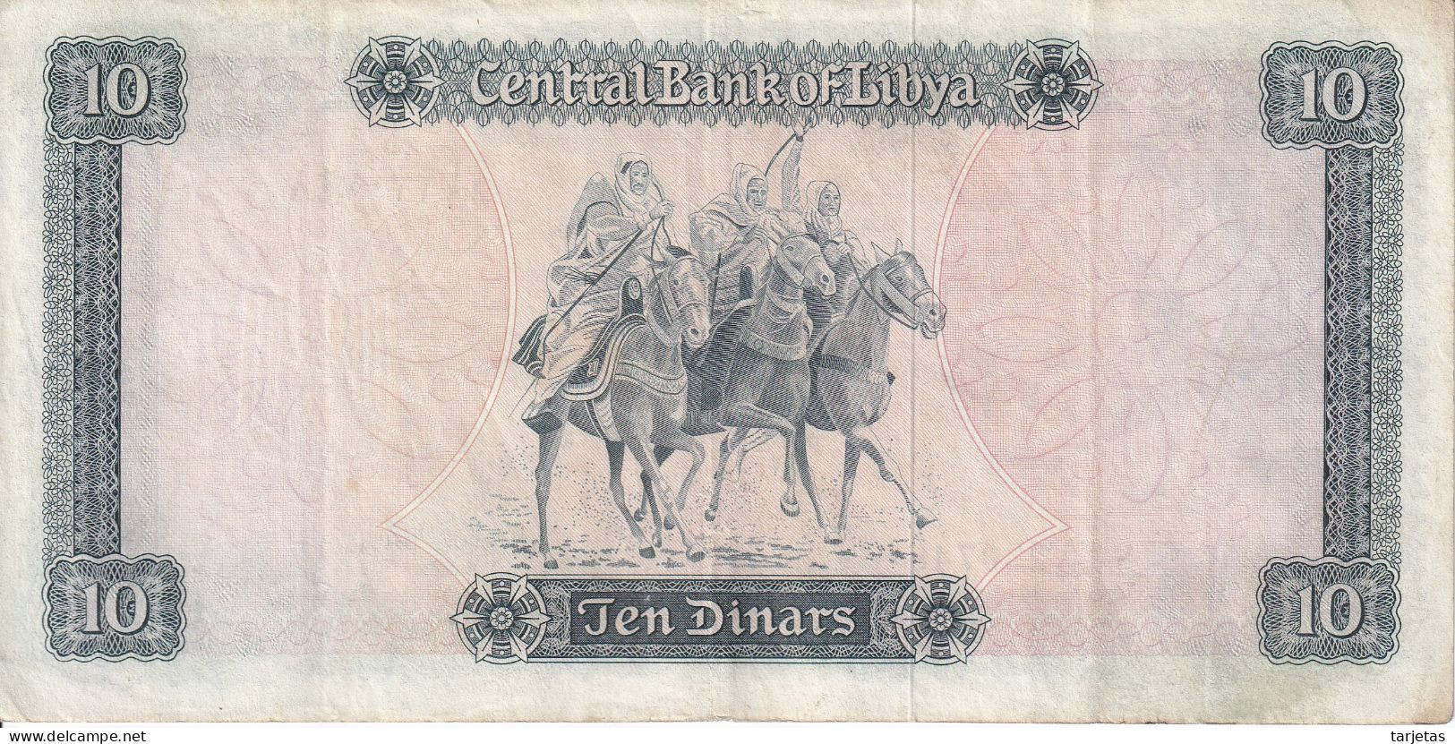 BILLETE DE LIBIA DE 10 DINARES DEL AÑO 1972 (BANKNOTE) - Libyen