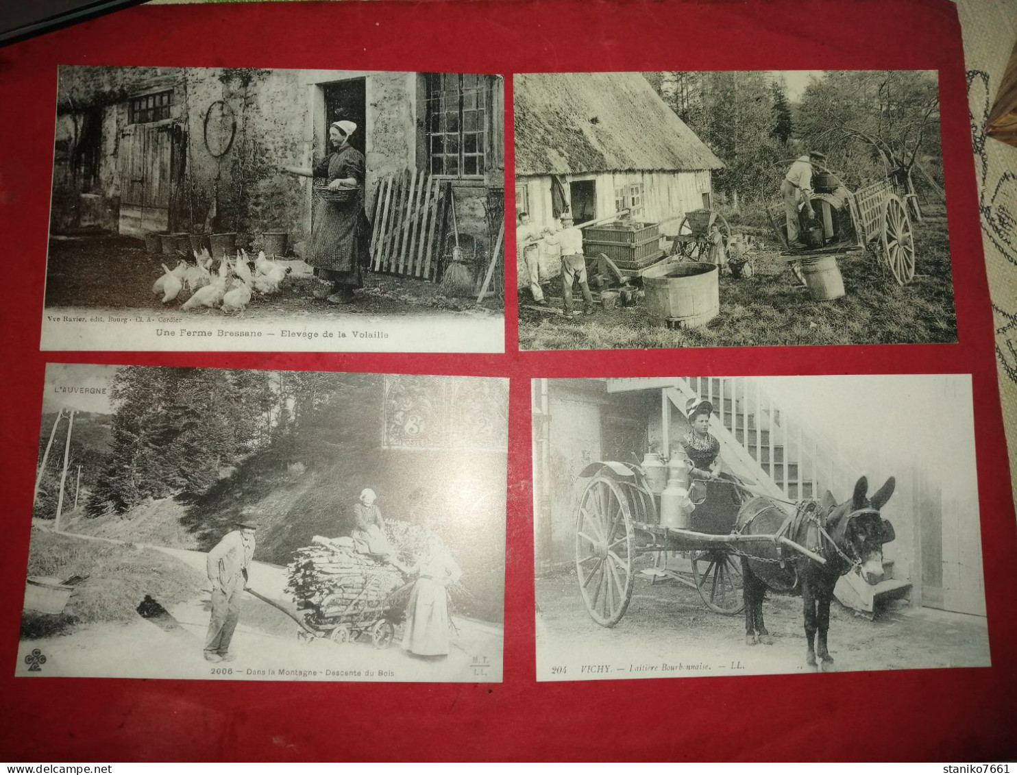 4 Carte Postale Ferme Bressane Fabrication Du Cidre Normandie Auvergne Vichy Laitière Bourbonnaise - Farms