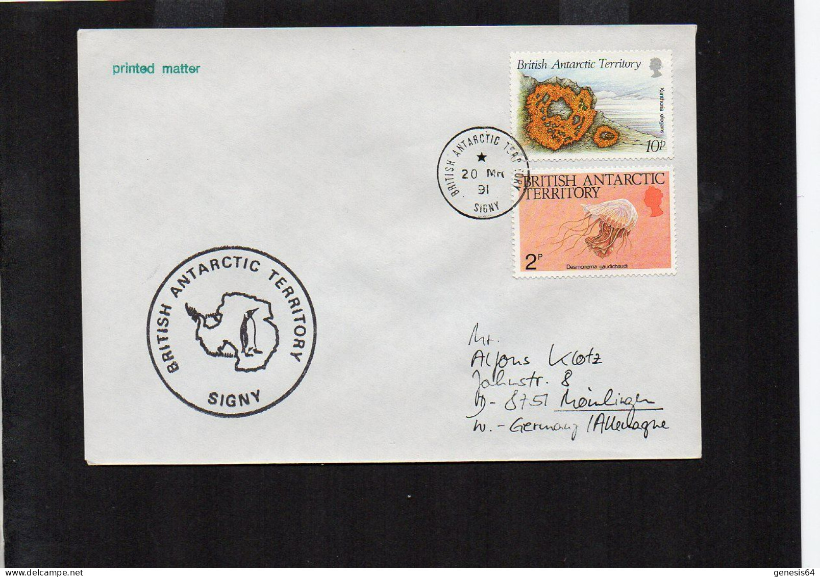 British Antarctic Territory (BAT) 1991 Cover - Signy 20 MR 91 - (1ATK016) - Briefe U. Dokumente