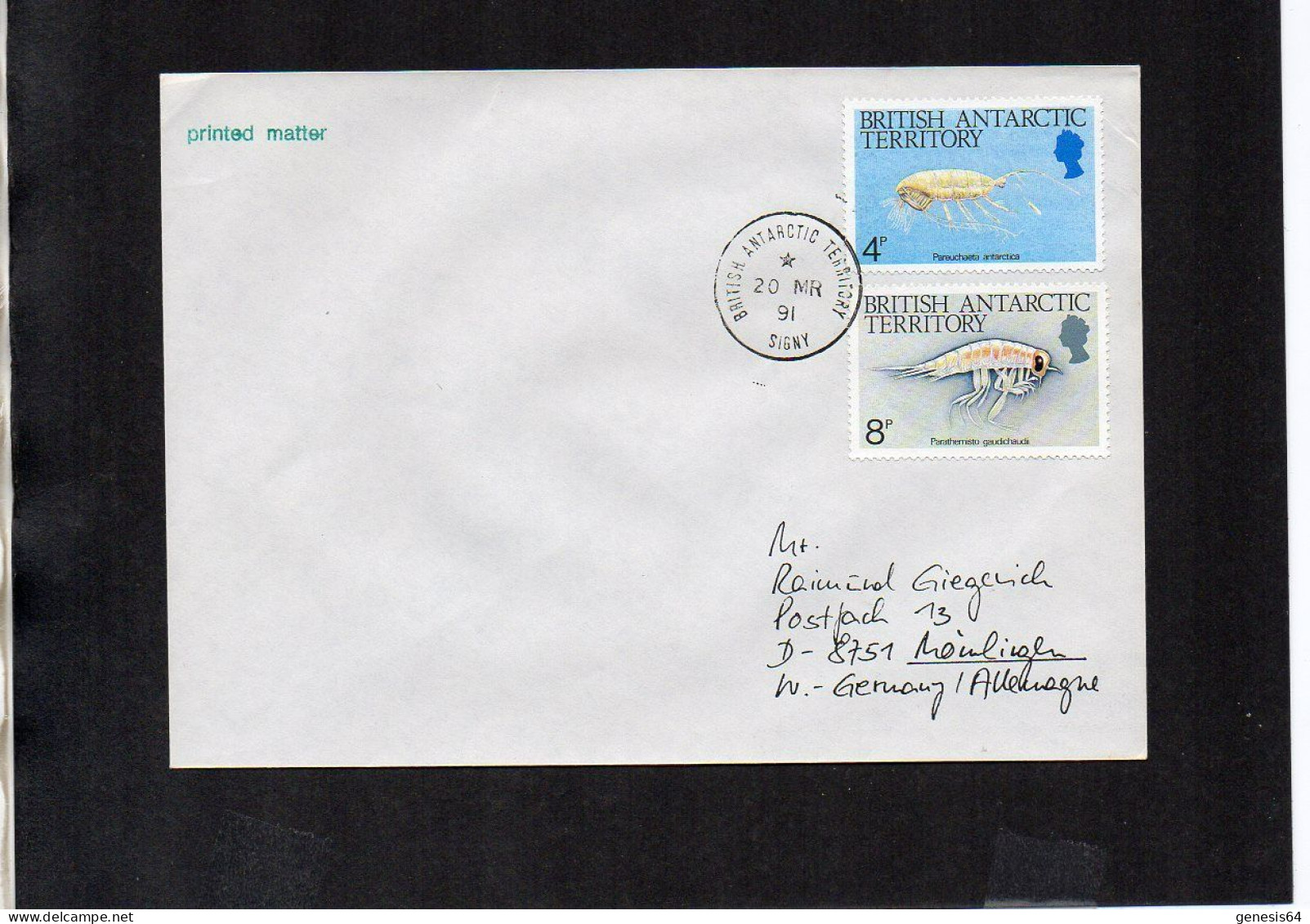 British Antarctic Territory (BAT) 1991 Cover - Signy 20 MR 91 - (1ATK017) - Covers & Documents