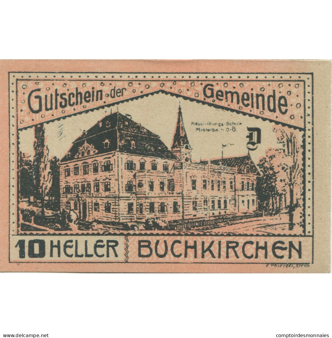 Billet, Autriche, Buchkirchen, 10 Heller, Château 1920-10-31, SPL Mehl:FS 114a - Autriche