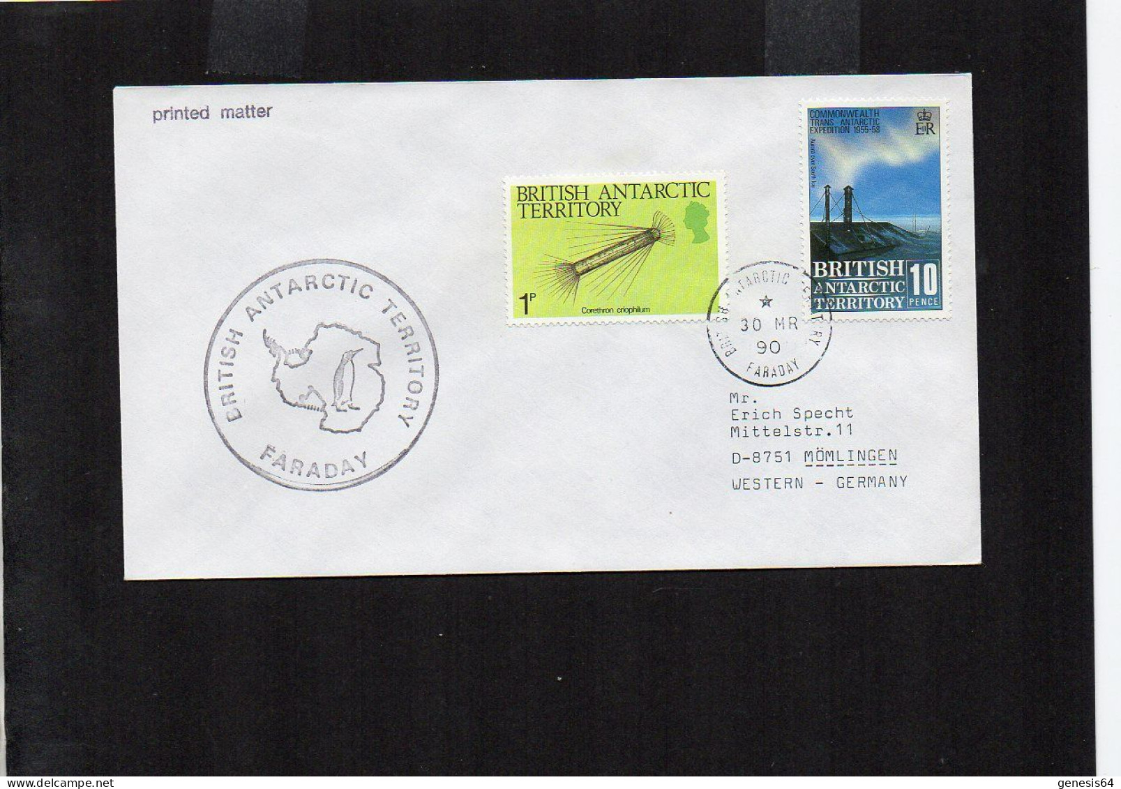 British Antarctic Territory (BAT) 1990 Cover - Faraday 30 MR 90 - (1ATK021) - Storia Postale