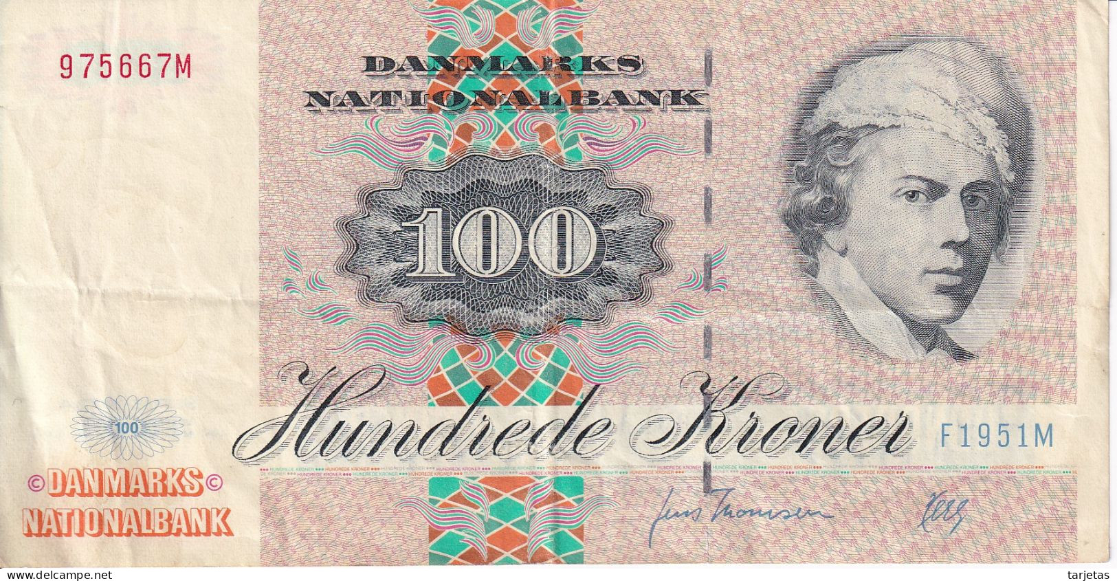 BILLETE DE DINAMARCA DE 100 KRONER DEL AÑO 1972  (BANK NOTE) - Dänemark