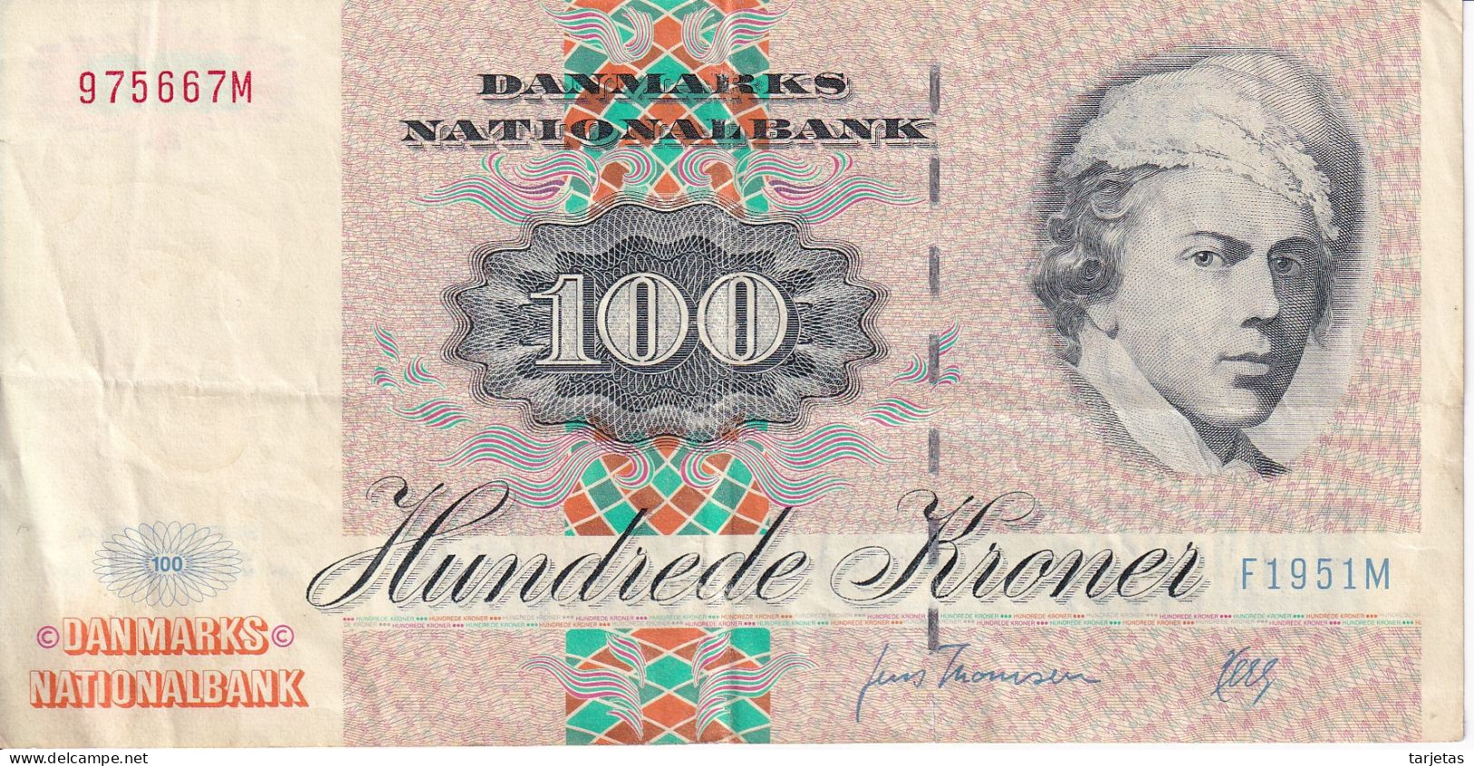 BILLETE DE DINAMARCA DE 100 KRONER DEL AÑO 1972  (BANK NOTE) - Danemark