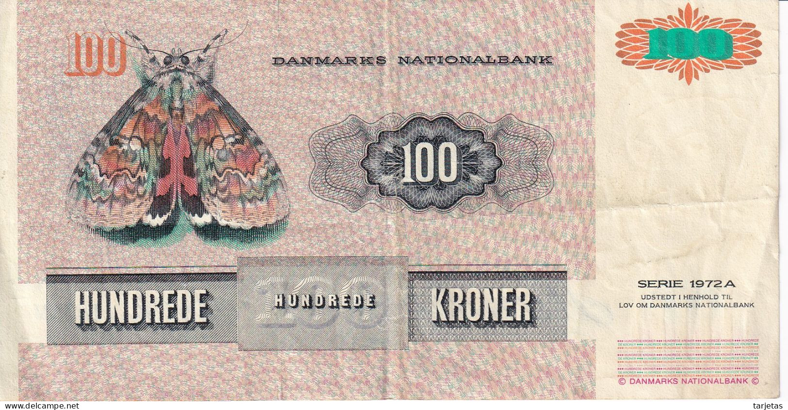 BILLETE DE DINAMARCA DE 100 KRONER DEL AÑO 1972  (BANK NOTE) - Danemark