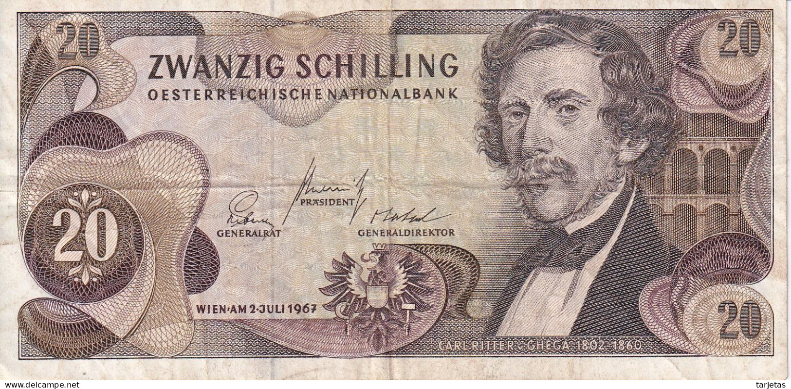 BILLETE DE AUSTRIA DE 20 SCHILLING DEL AÑO 1967 (BANKNOTE) - Autriche