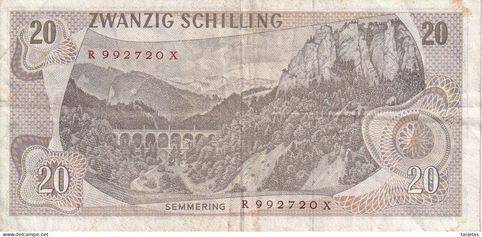 BILLETE DE AUSTRIA DE 20 SCHILLING DEL AÑO 1967 (BANKNOTE) - Autriche