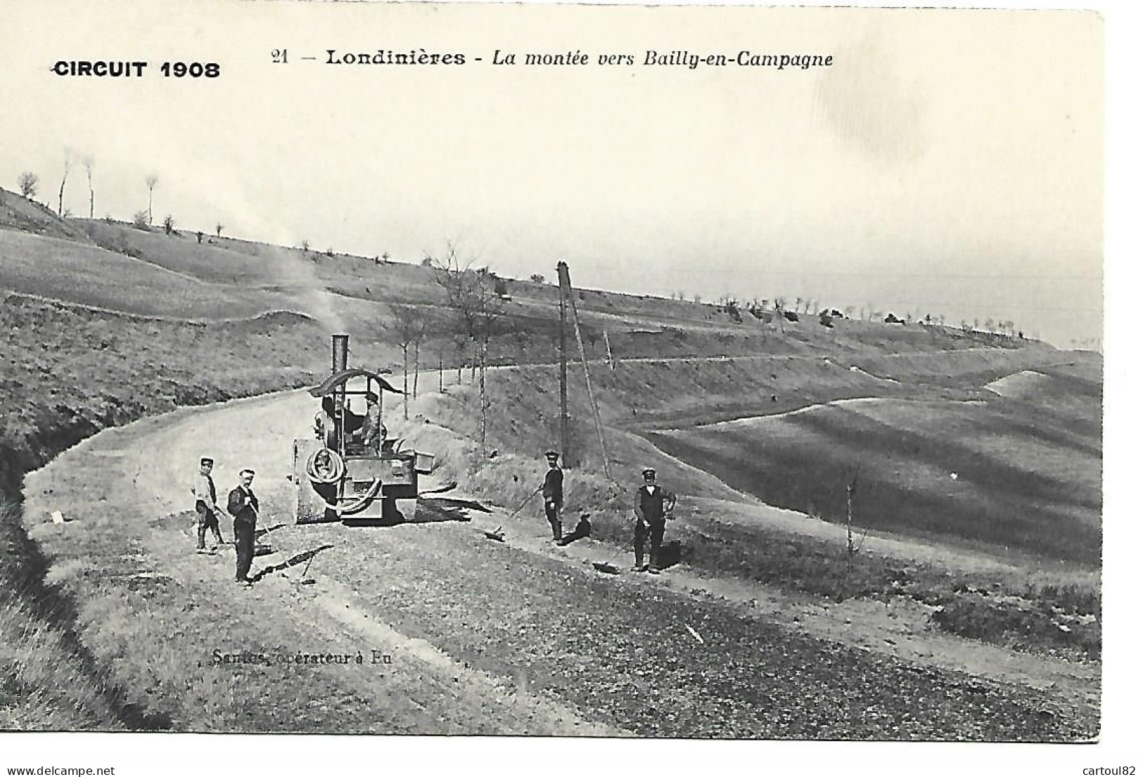 135  DE   CPA  Circuit 1908  Londiniéres La Montée Vers Bailly En Campagne Dammage De La Route - Londinières