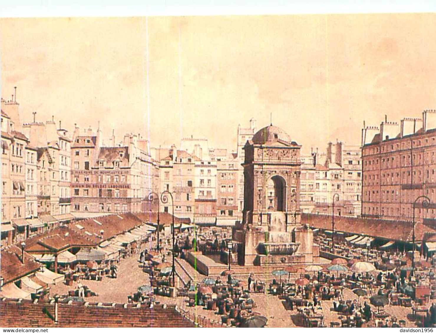 Cpsm    -   Marché Des Innocents , La Fin Des Halles Vers 1850 , Lithographie De Sabatier                AH306 - Halles