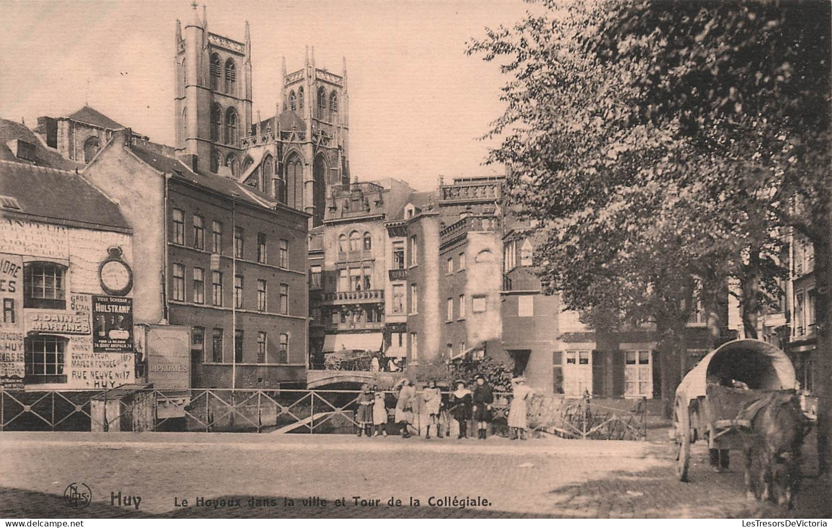 BELGIQUE - Huy - Le Hoyoux Dans La Ville Et Tour De La Collegiale - Carte Postale Ancienne - Huy