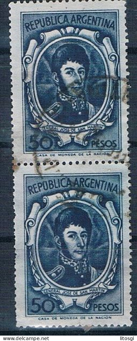 SELLO USADO DOBLE ARGENTINA 1967 YVES 782 VER - Oblitérés