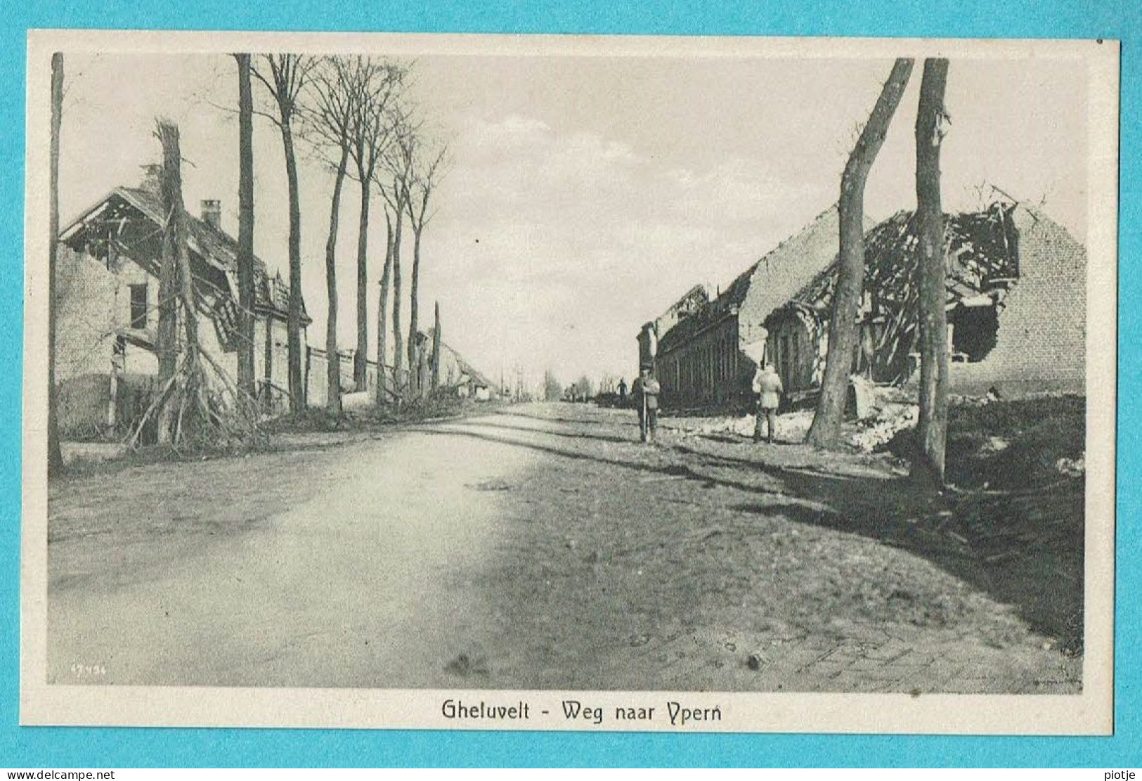 * Geluveld - Gheluvelt (Zonnebeke - Ieper - Ypres) * (Uitgever A. Herman - Hoet) Weg Naar Ypern, Menenstraat, Ruines - Zonnebeke